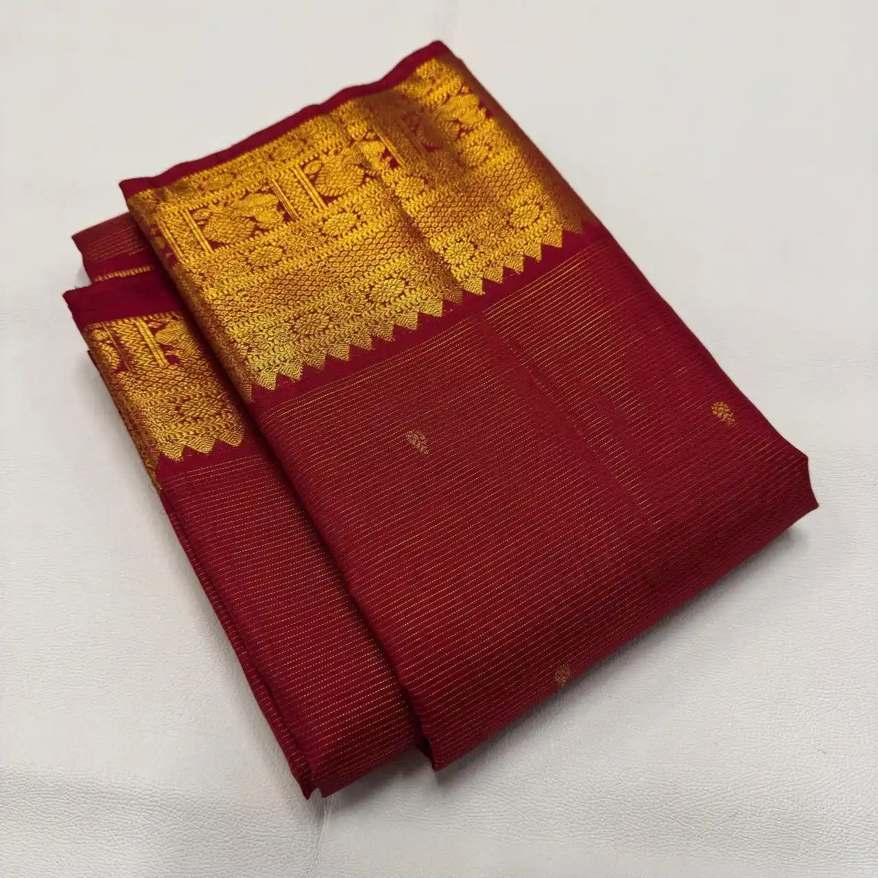 Deep Maroon Pure Kanchipuram Handloom Bridal Silk Saree